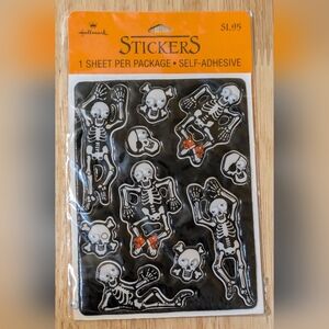 Vintage Hallmark Googly Wiggle Eyes Puffy Skeleton Skull Stickers Halloween NIP